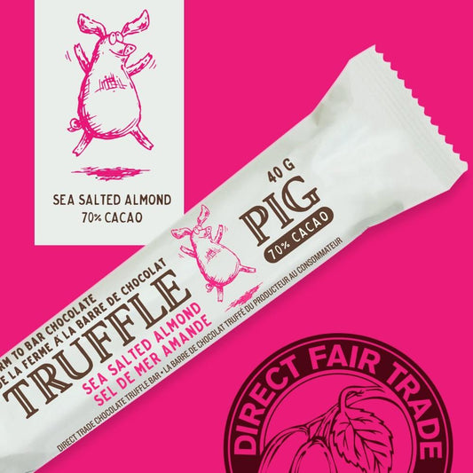 HAGENSBORG CHOCOLATES LTD. TRUFFLE PIG DARK CHOCOLATE ALMOND, 50G