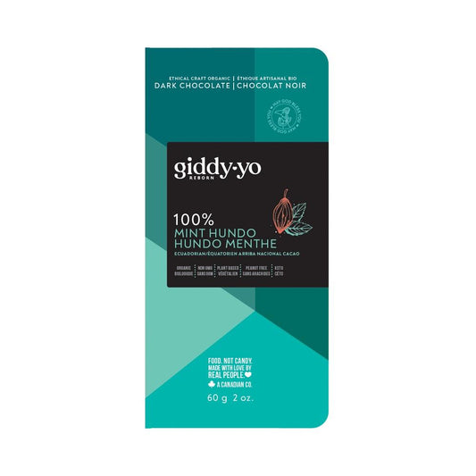 GIDDY YOYO RAW CHOC BAR MINT SUGAR FREE / 62G