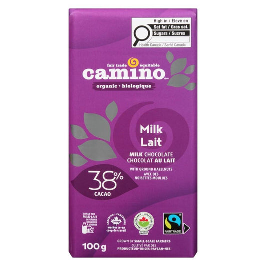 CAMINO CHOC BAR 38% MILK 100G
