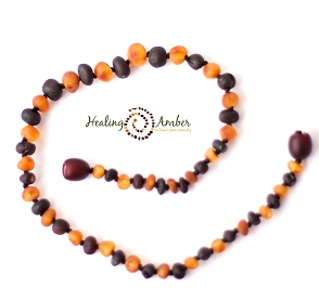 Raw Baltic Amber Necklace, Unpolished - 11"