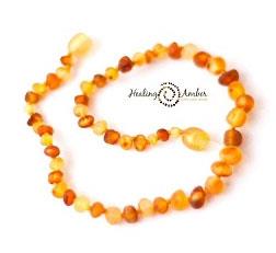 Raw Baltic Amber Necklace, Unpolished - 11"