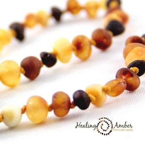 Raw Baltic Amber Necklace, Unpolished - 11"