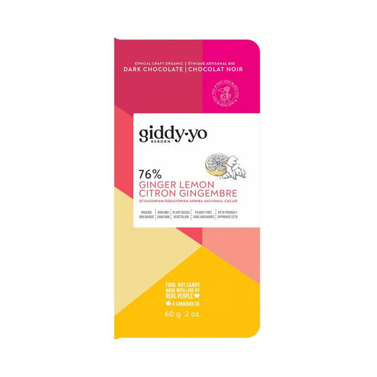 GIDDY YOYO RAW CHOC BAR GINGER 62G